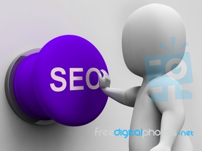 Seo Button Shows Internet Marketing In Search Results Stock Image