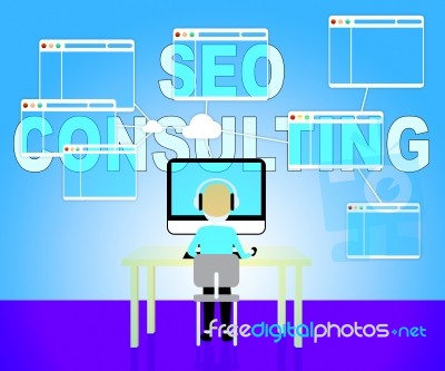Seo Consulting Represents Search Engines And Consultation Stock Image