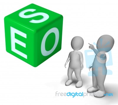 Seo Dice Represents Internet Optimization And Promotion Stock Image