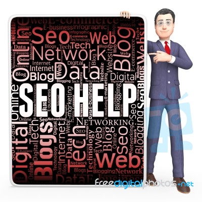 Seo Help Indicates Search Engine And Assistance 3d Rendering Stock Image