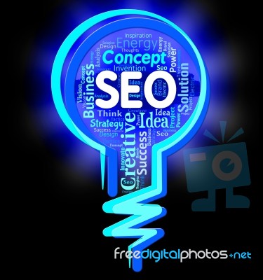 Seo Lightbulb Represents Search Engines And Index Stock Image