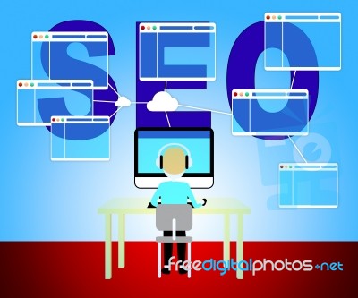 Seo Marketing Shows Search Engine 3d Illustration Stock Image