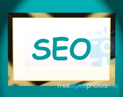 Seo On Screen Shows Search Engine Optimizing Online Stock Image