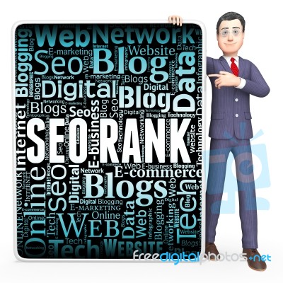 Seo Rank Shows Search Engine And Keyword 3d Rendering Stock Image