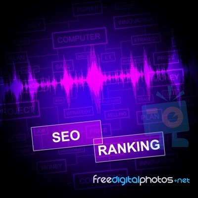Seo Ranking Shows Search Engine And Optimizing Stock Image