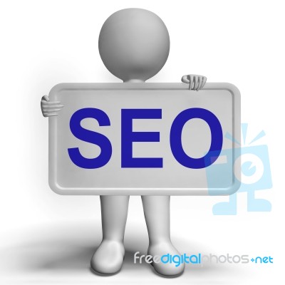 Seo Sign Shows Internet Optimization And Promotion Stock Image