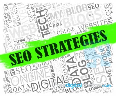 Seo Strategies Shows Search Engine And Internet Stock Image