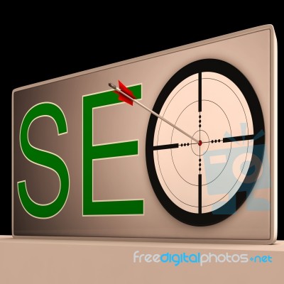 Seo Target Means Search Engine Optimization And Promotion Stock Image