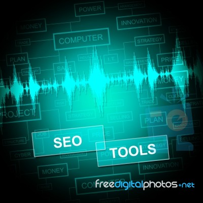 Seo Tools Represents Search Engine Optimization Software Stock Image