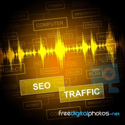Seo Traffic Means Search Engine And Business Stock Image
