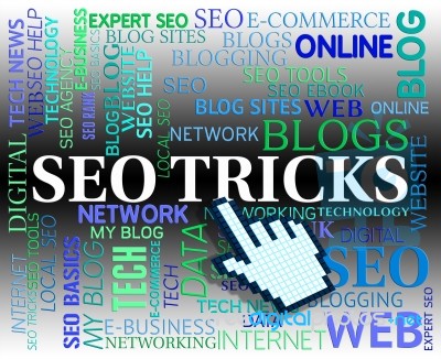 Seo Tricks Represents Search Engine And Idea Stock Image