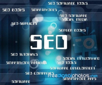 Seo Word Representing Website Optimizing And Words Stock Image