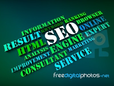 Seo Words Show Search Engine Optimization Or Optimizing Online Stock Image