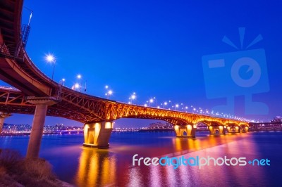 Seongsu Bridge At Night In Seoul,korea Stock Photo