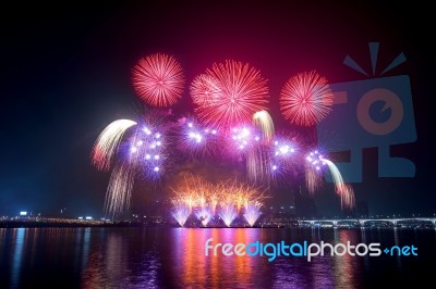 Seoul International Fireworks Festival In Korea Stock Photo