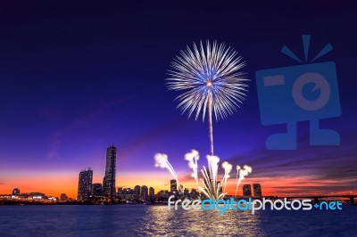 Seoul International Fireworks Festival In Korea Stock Photo