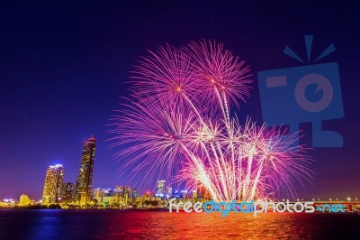 Seoul International Fireworks Festival In Korea Stock Photo