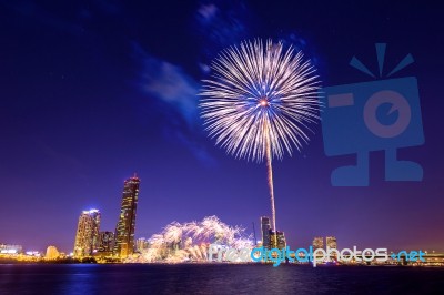 Seoul International Fireworks Festival In Korea Stock Photo