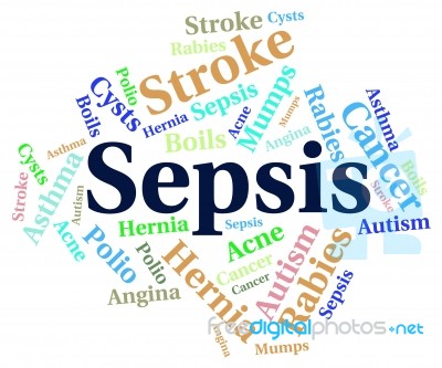 Sepsis Word Indicates Whole Body And Ailments Stock Image