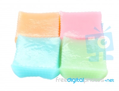 Series Of Multiple Layer Sweetmeat On White Background Stock Photo