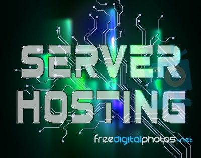 Server Hosting Means Computer Servers And Connectivity Stock Image