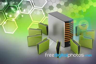 Server With File Folder Stock Image