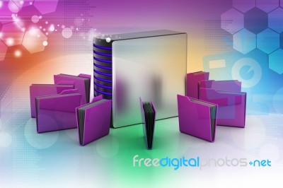 Server With File Folder Stock Image