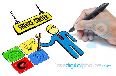 Service Center Drawing Stock Photo