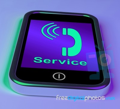 Service  On Phone Means Call For Help Stock Image