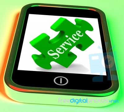 Service On Smartphone Showing Customer Service Stock Image