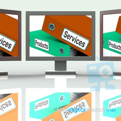 Services Products Screen Show Business Service And Merchandise Stock Image