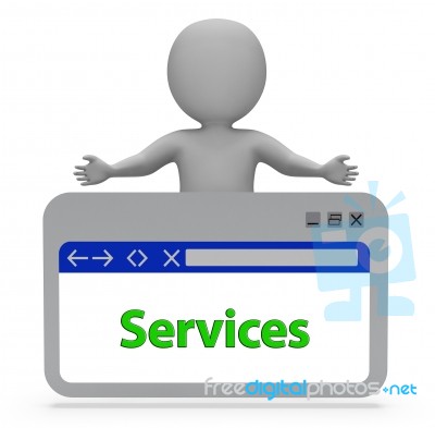 Services Webpage Represents Website Assist 3d Rendering Stock Image