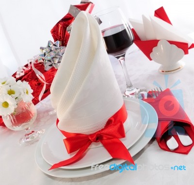 Serving Holiday Table Stock Photo