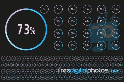 Set Of 0-100 Percentage Ready To Use For Infographics With Blue Stock Image