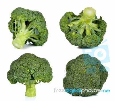 Set Of Broccoli Isolated On The White Background Stock Photo