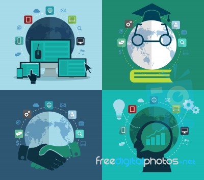 Set Of Flat Design Concept Icons For Web Stock Image
