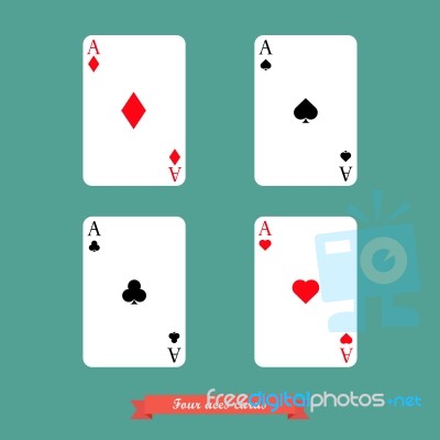 Set Of Four Aces Playing Cards Stock Image
