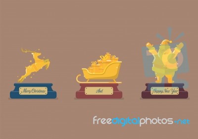 Set Of Gold Christmas Trophy Stock Image