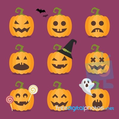 Set Of Halloween Pumpkins Stock Image