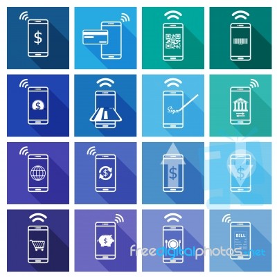 Set Of Mobile Payment Flat Design Icon Stock Image