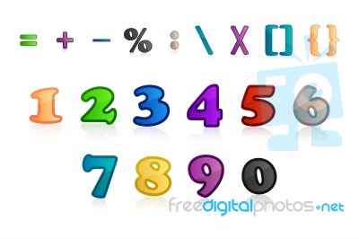 Set Of Numbers And Characters Stock Image