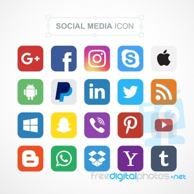 Set Of Popular Social Media Logos Stock Image