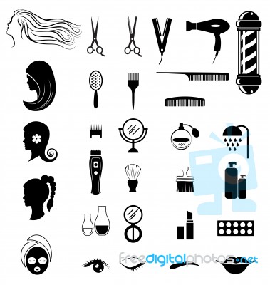 Set Of Salon Shop Items For Beauty Concept Stock Image