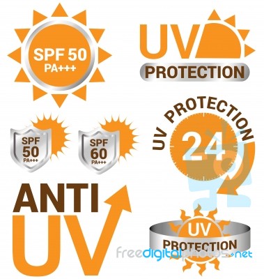 Set Of Uv Sun Protection Logo Stock Image