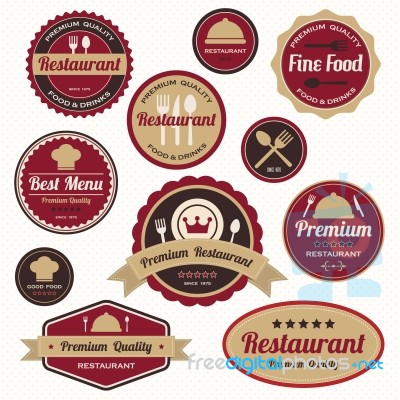 Set Of Vintage Restaurant Badges And Labels Stock Image