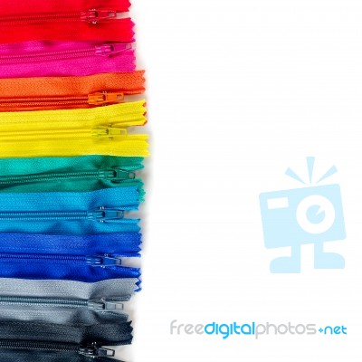 Set Of Zipper Isolated Stock Photo