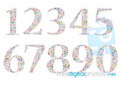 Set Social Network Number Background With Media Icons Stock Image