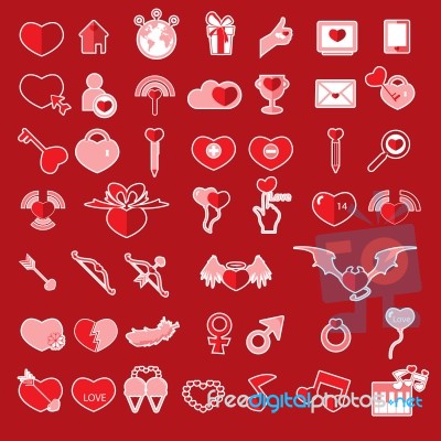 Set Valentine's Day Objects, Love Icon Stock Image