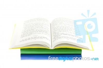 Several Multicolored Bright Books Isolated On White Background Stock Photo