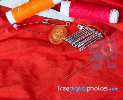 Sewing Equipment Indicates Empty Space And Dressmaker Stock Photo